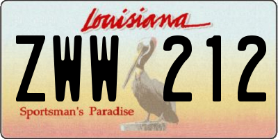 LA license plate ZWW212