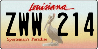 LA license plate ZWW214