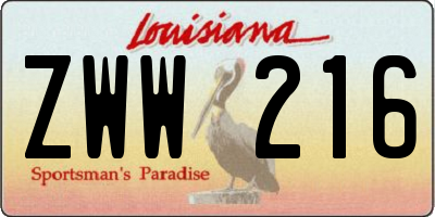 LA license plate ZWW216