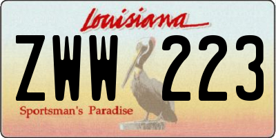 LA license plate ZWW223