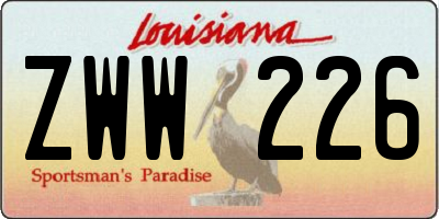 LA license plate ZWW226