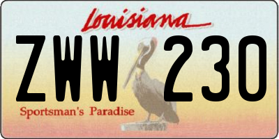 LA license plate ZWW230