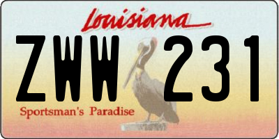 LA license plate ZWW231