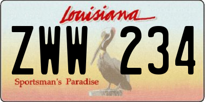 LA license plate ZWW234