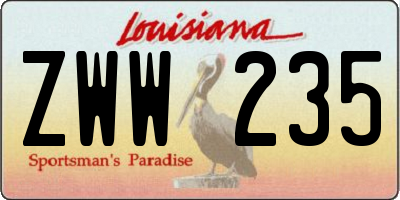 LA license plate ZWW235