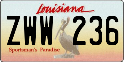 LA license plate ZWW236