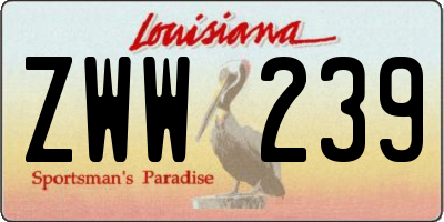 LA license plate ZWW239