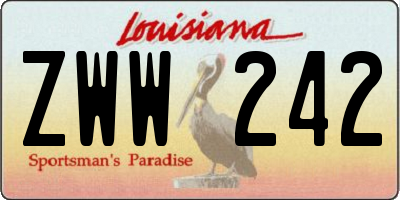 LA license plate ZWW242