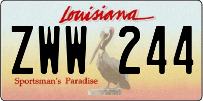 LA license plate ZWW244