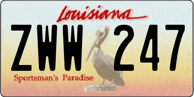 LA license plate ZWW247