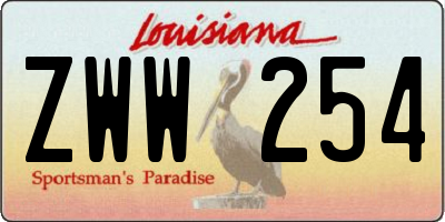 LA license plate ZWW254