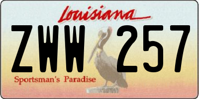 LA license plate ZWW257