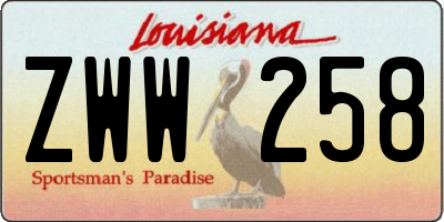 LA license plate ZWW258