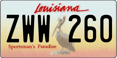 LA license plate ZWW260