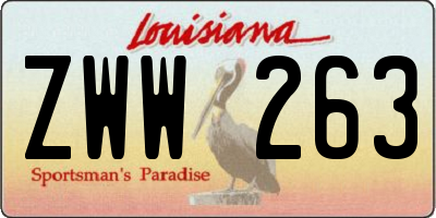 LA license plate ZWW263