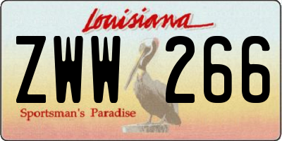 LA license plate ZWW266