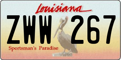 LA license plate ZWW267