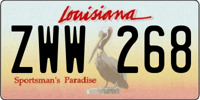 LA license plate ZWW268