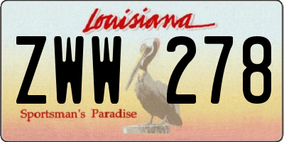 LA license plate ZWW278
