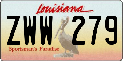 LA license plate ZWW279