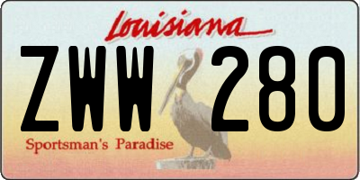 LA license plate ZWW280
