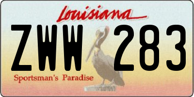 LA license plate ZWW283
