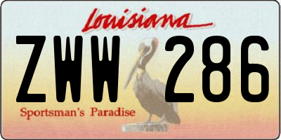 LA license plate ZWW286