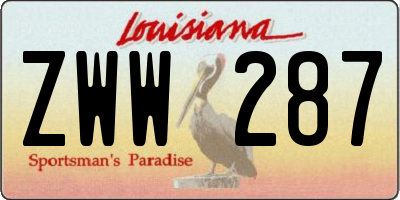 LA license plate ZWW287