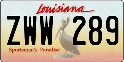 LA license plate ZWW289