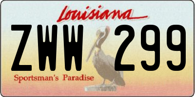 LA license plate ZWW299