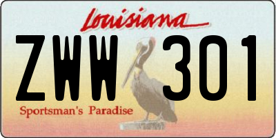 LA license plate ZWW301