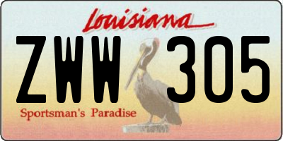 LA license plate ZWW305
