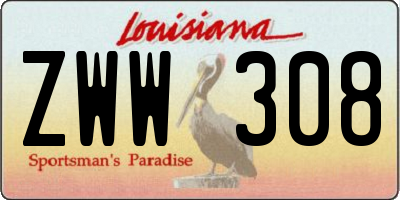 LA license plate ZWW308