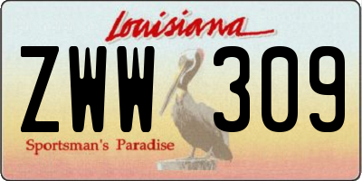 LA license plate ZWW309