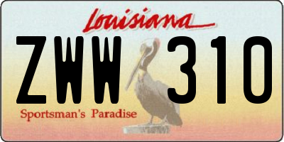 LA license plate ZWW310