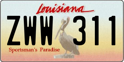 LA license plate ZWW311