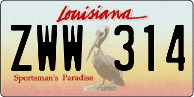 LA license plate ZWW314