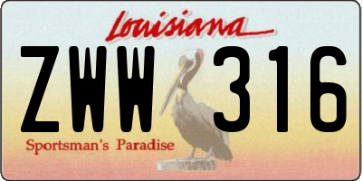 LA license plate ZWW316