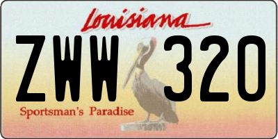 LA license plate ZWW320