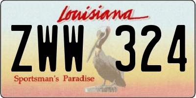 LA license plate ZWW324