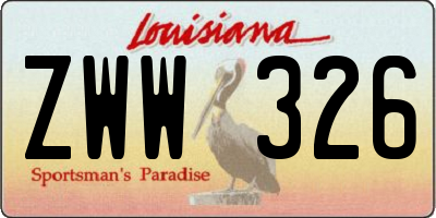 LA license plate ZWW326