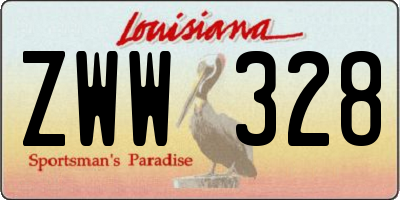 LA license plate ZWW328