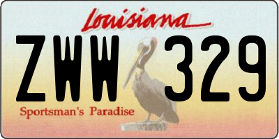 LA license plate ZWW329