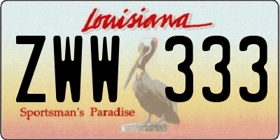 LA license plate ZWW333