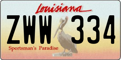 LA license plate ZWW334