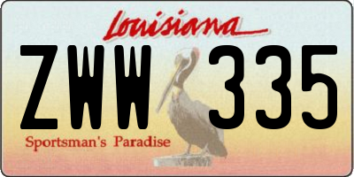 LA license plate ZWW335