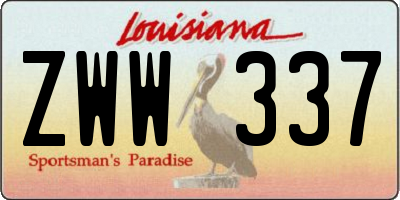 LA license plate ZWW337