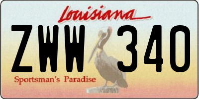 LA license plate ZWW340