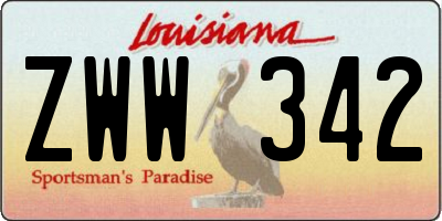 LA license plate ZWW342