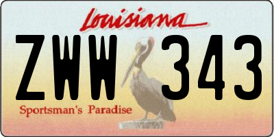 LA license plate ZWW343